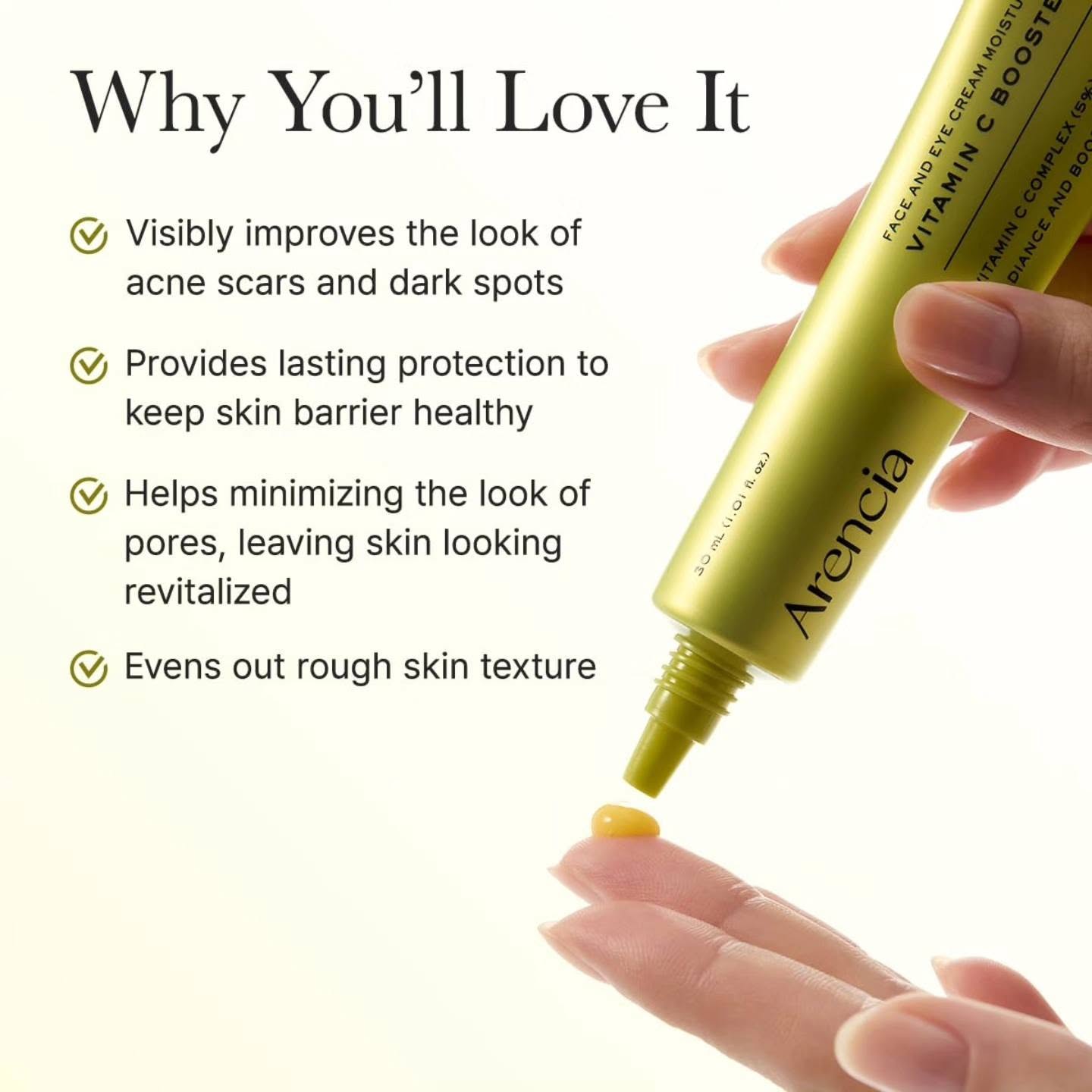 Arencia Vitamin C Booster Serum with Glutathione, Niacinamide and Vitamin E for Glow Skin 1.01 fl oz
