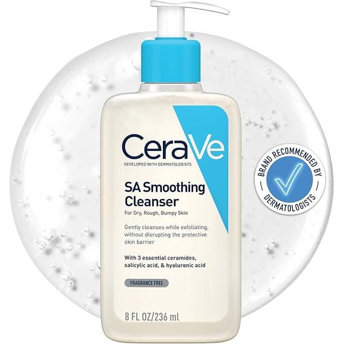 CeraVe SA Smoothing Cleanser | 236ml/8oz | Face and Body Wash with Salicylic Acid