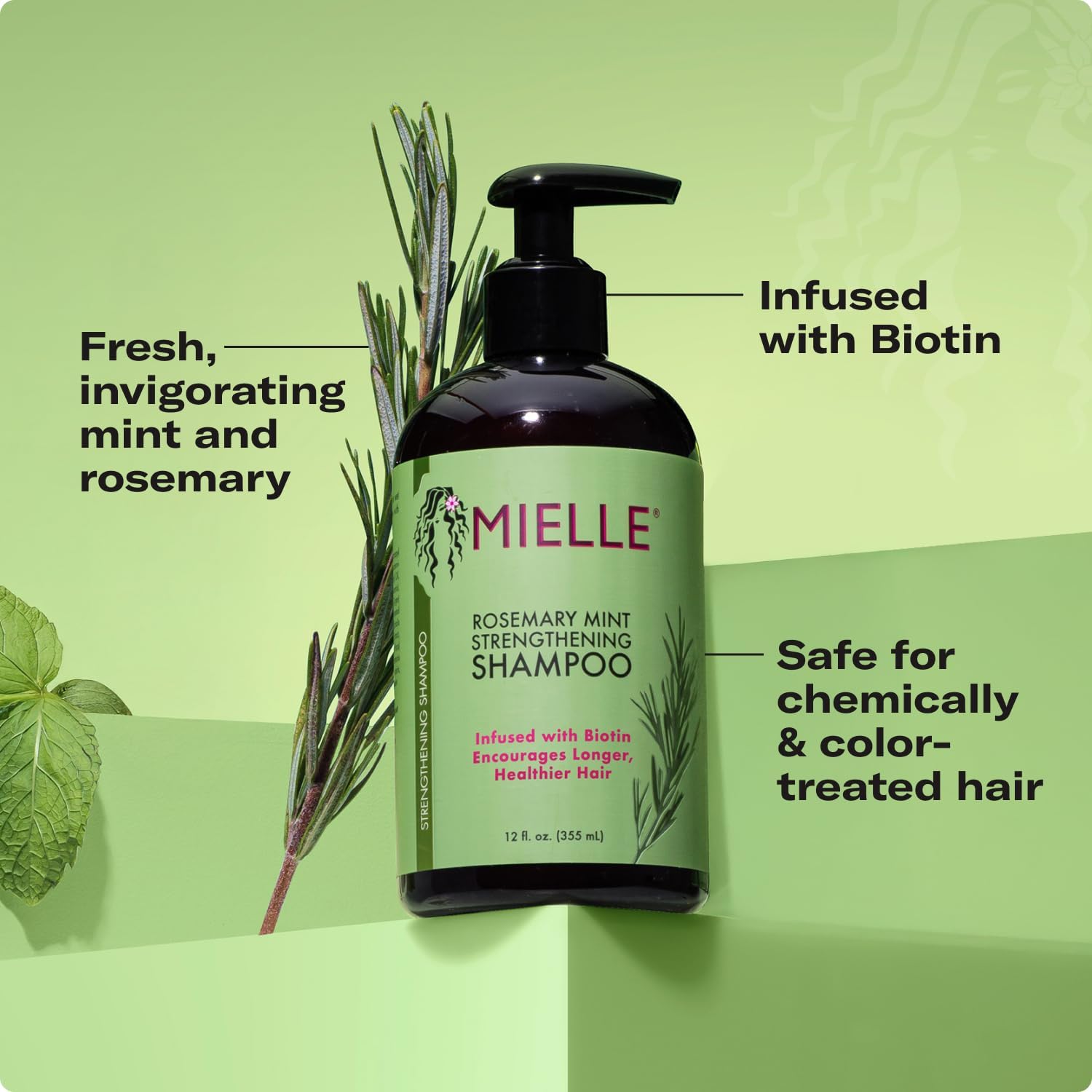 Mielle Organics  Rosemary Mint Blend Strengthening Shampoo, 355ml