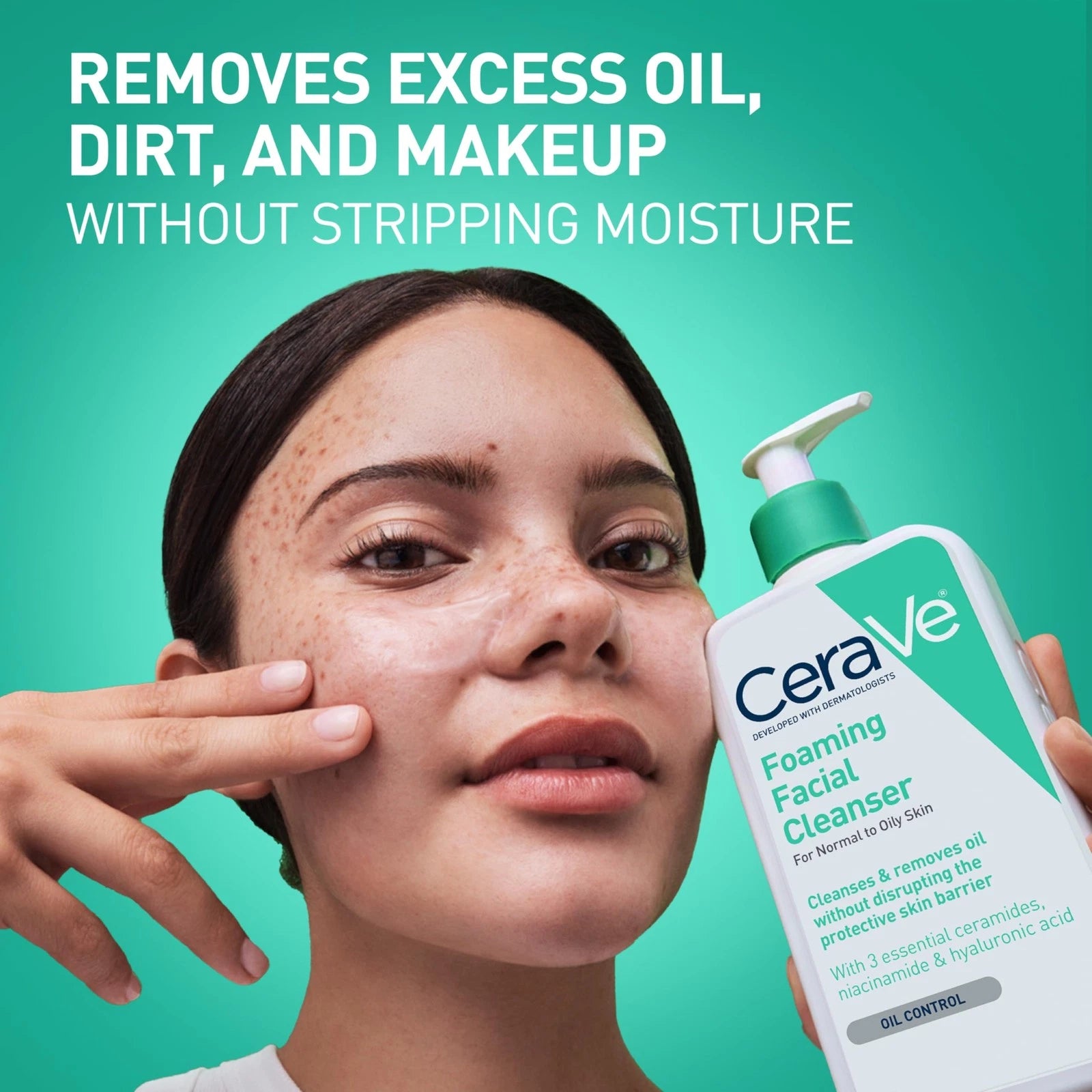 CeraVe Foaming Facial Cleanser Makeup Remover and Daily Face Wash for Oily Skin, 473 Ml